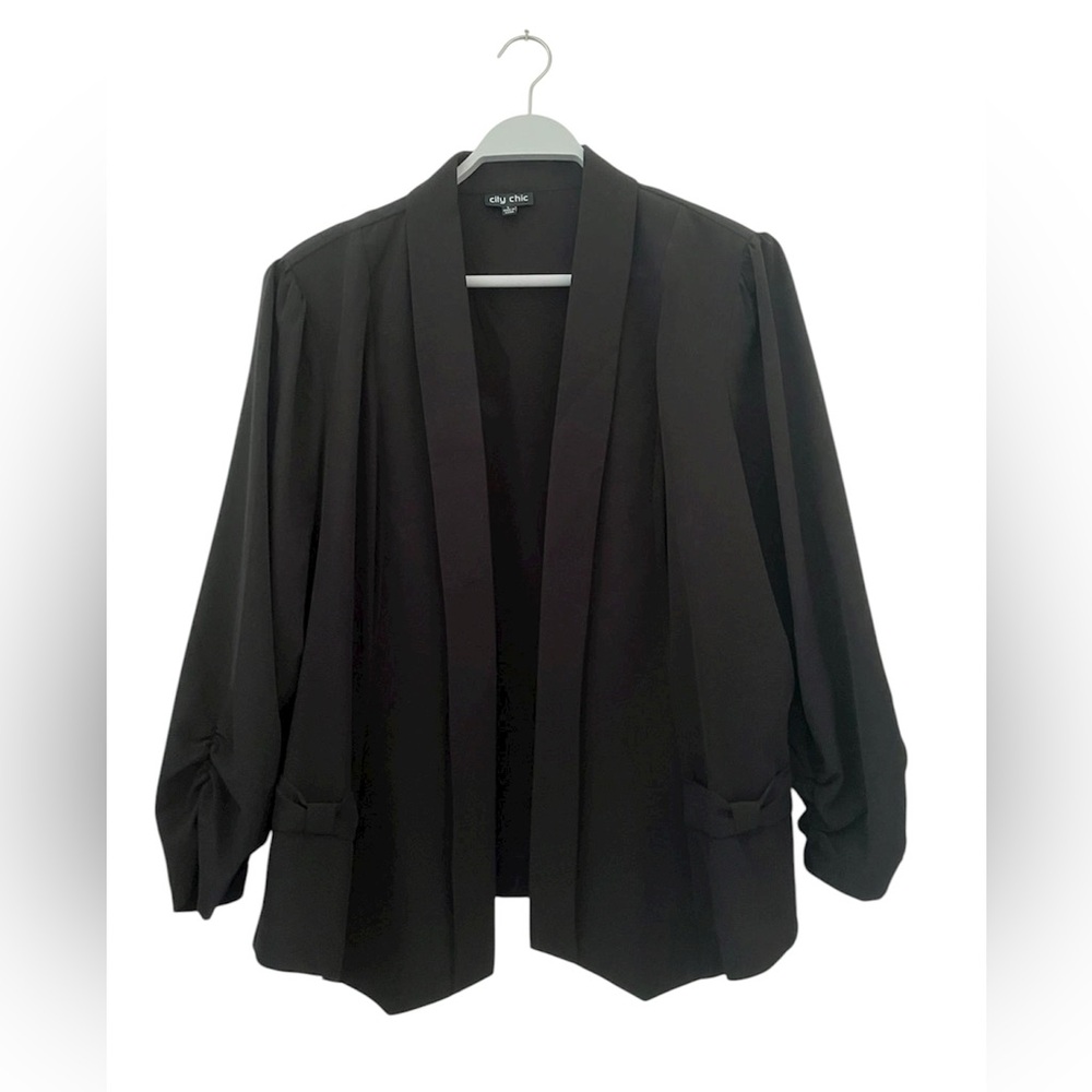 City Chic Black Open Front Blazer